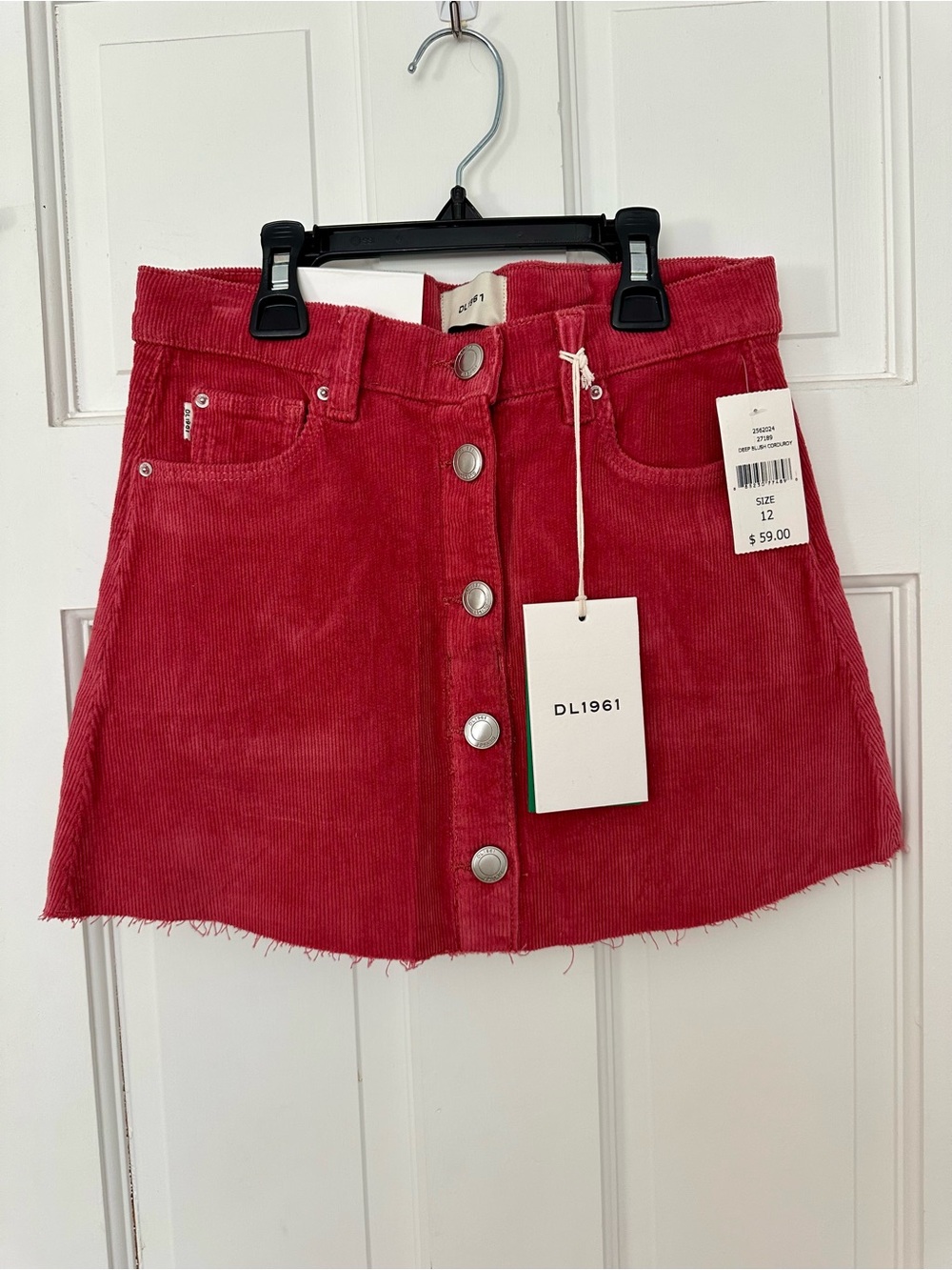 NWT DL1961 Girls Deep Blush Corduroy Jenny Mini Skirt Sz 12
